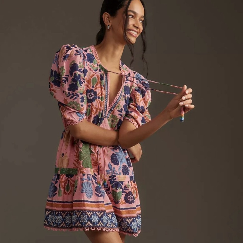 Farm Rio Ocean Tapestry Mini Dress in Pink (size S) gently worn
